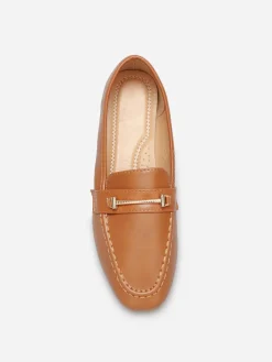 Best La Modeuse Mocassins avec surpiqûres et bride dorée Camel