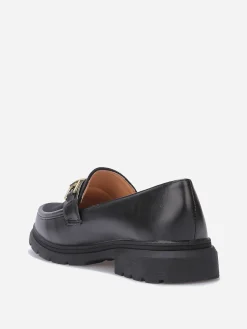 Outlet La Modeuse Mocassins bi-matières à boucle métallique Noir