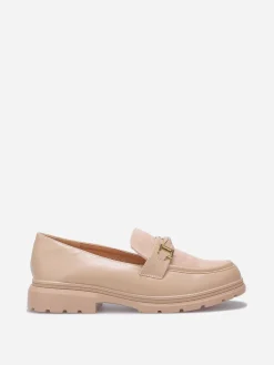 Clearance La Modeuse Mocassins bi-matières à boucle métallique Kaki