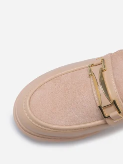 Clearance La Modeuse Mocassins bi-matières à boucle métallique Kaki