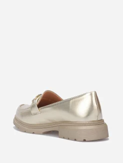 Clearance La Modeuse Mocassins bi-matières à boucle métallique Doré