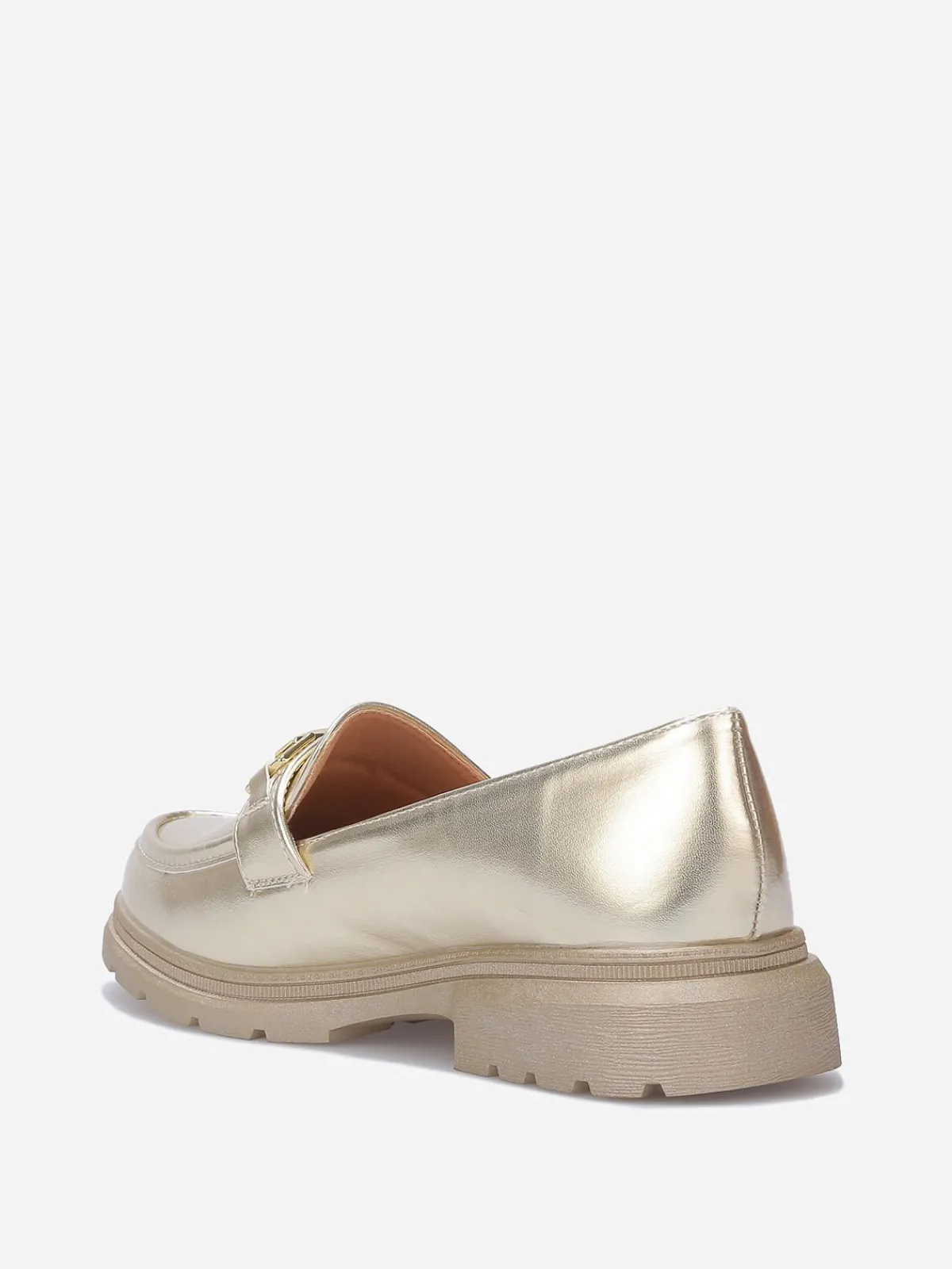 Clearance La Modeuse Mocassins bi-matières à boucle métallique Doré