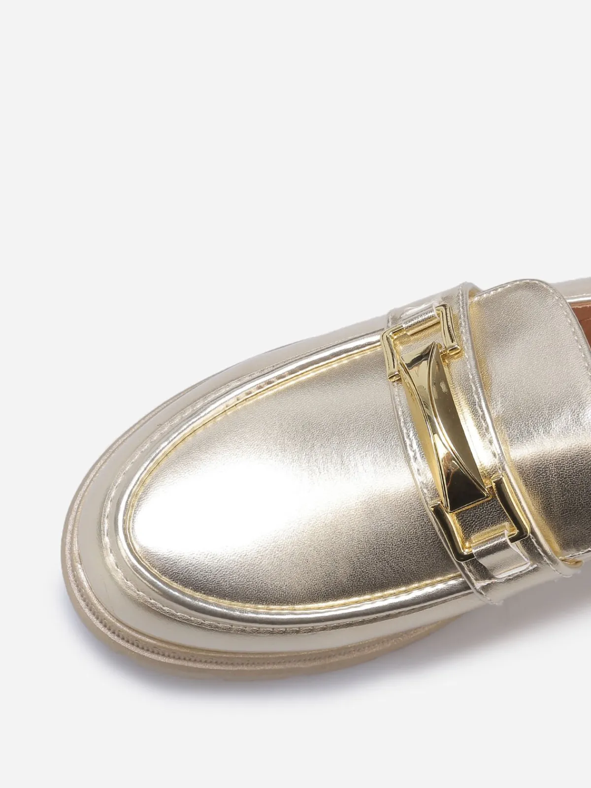Clearance La Modeuse Mocassins bi-matières à boucle métallique Doré