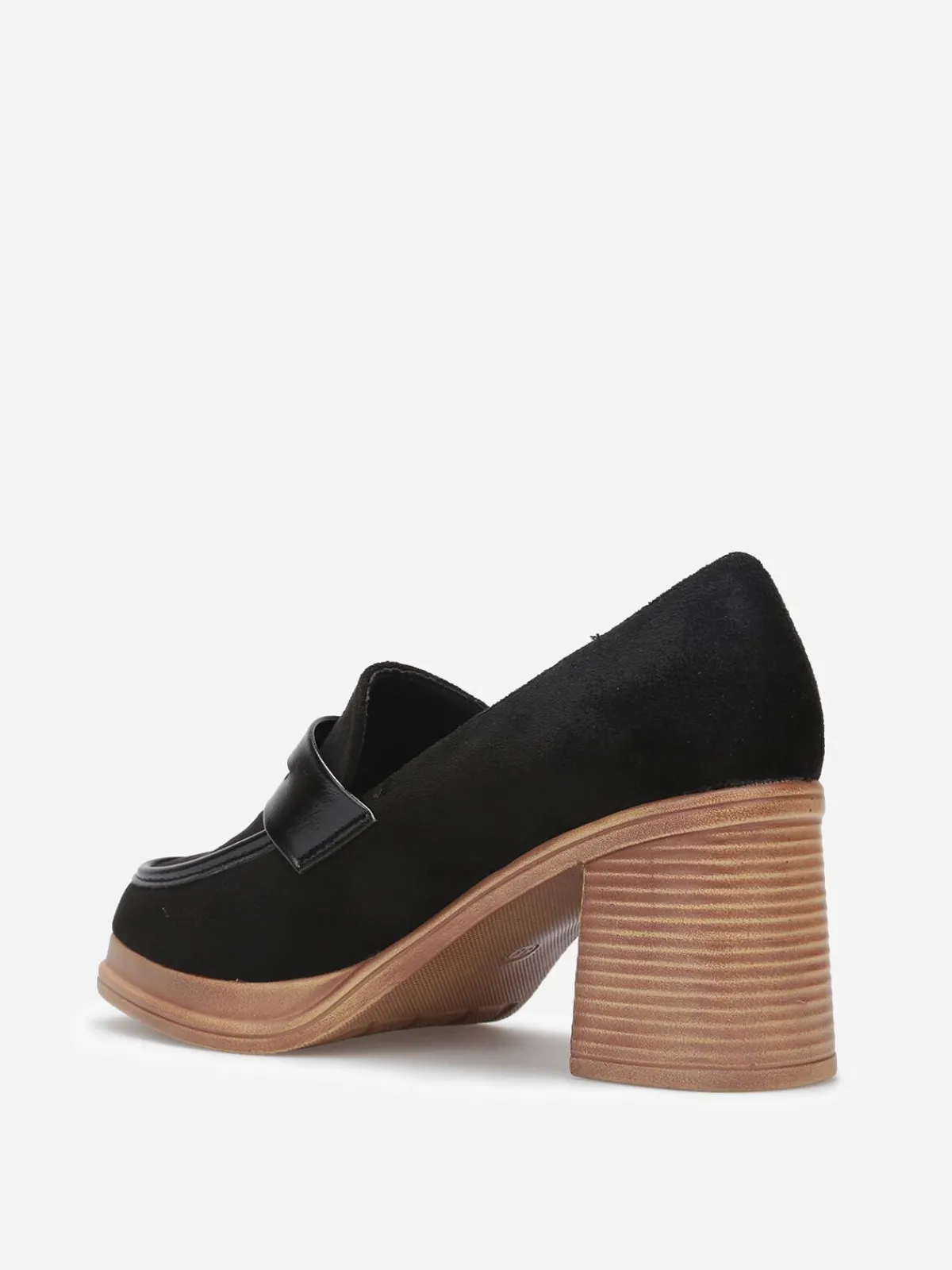 Discount La Modeuse Mocassins bi-matériel à talon Noir