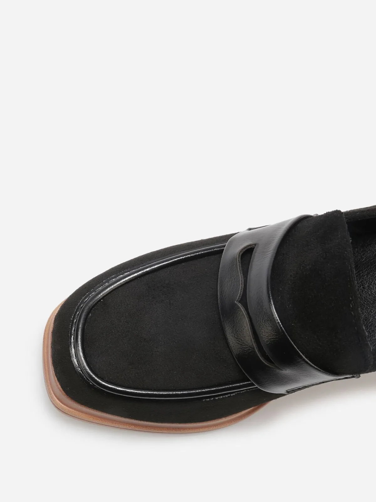 Discount La Modeuse Mocassins bi-matériel à talon Noir