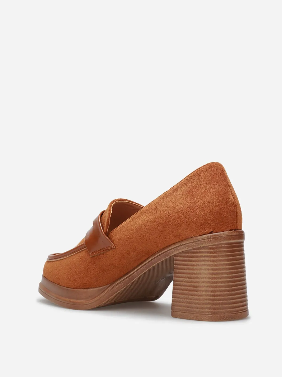 Outlet La Modeuse Mocassins bi-matériel à talon Camel