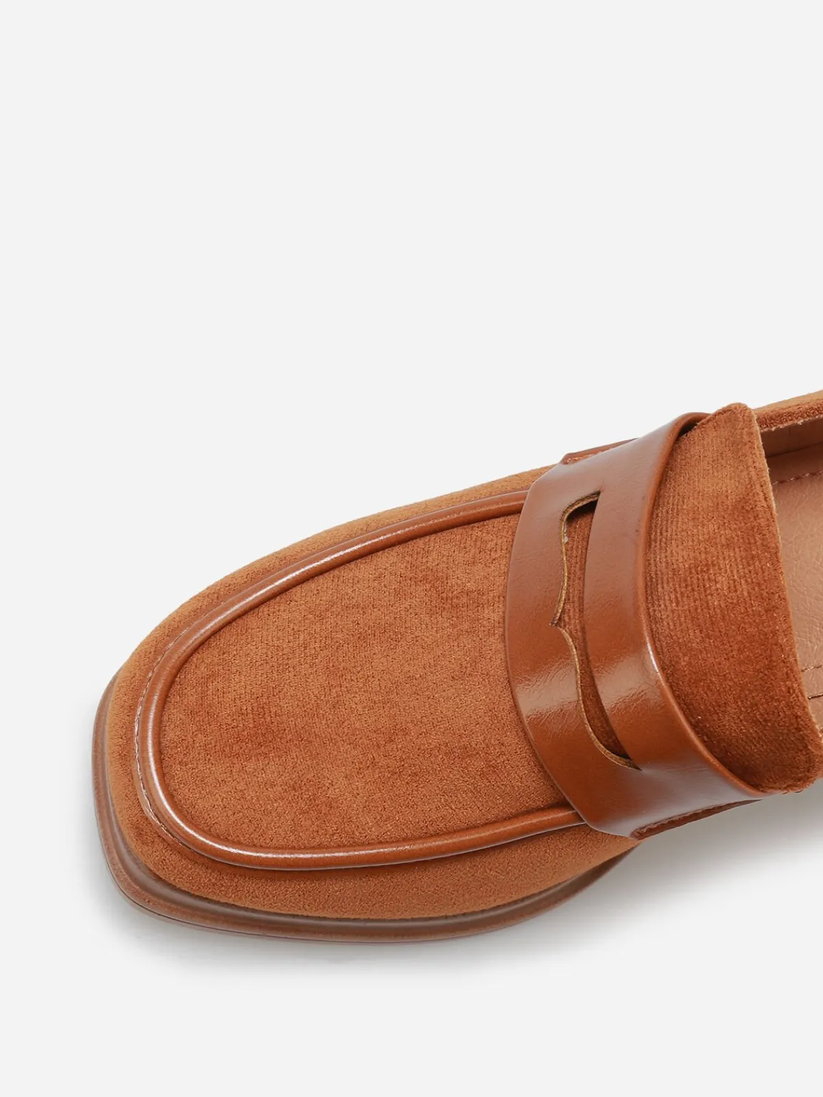 Outlet La Modeuse Mocassins bi-matériel à talon Camel