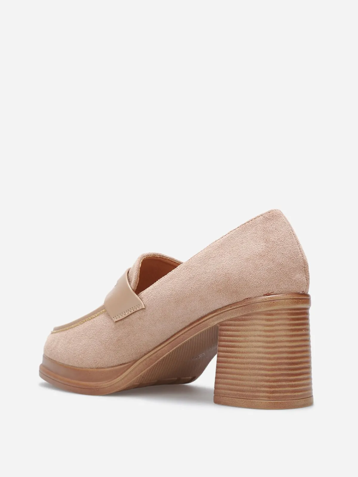 Outlet La Modeuse Mocassins bi-matériel à talon Taupe