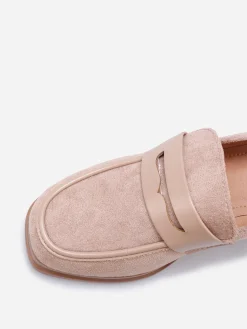 Outlet La Modeuse Mocassins bi-matériel à talon Taupe