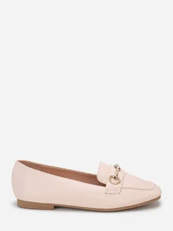 Best La Modeuse Mocassins carrés à boucle dorée Beige