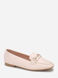Best La Modeuse Mocassins carrés à boucle dorée Beige