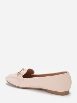 Best La Modeuse Mocassins carrés à boucle dorée Beige