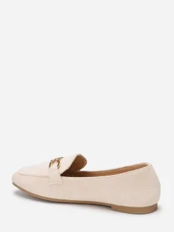 Discount La Modeuse Mocassins carrés en suédine à boucle doré Beige