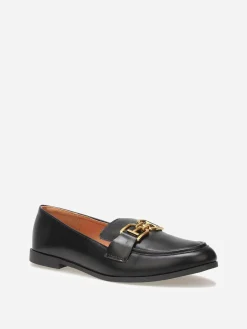 Online La Modeuse Mocassins classiques à boucle dorée Noir