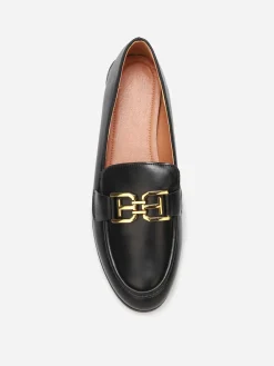 Online La Modeuse Mocassins classiques à boucle dorée Noir