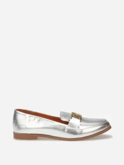 La Modeuse Mocassins classiques à boucle dorée Argenté