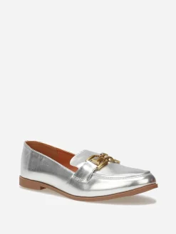 La Modeuse Mocassins classiques à boucle dorée Argenté