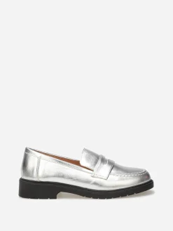 Clearance La Modeuse Mocassins classiques à semelle crantée Argenté