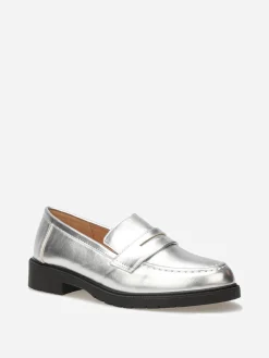 Clearance La Modeuse Mocassins classiques à semelle crantée Argenté