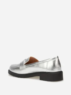 Clearance La Modeuse Mocassins classiques à semelle crantée Argenté