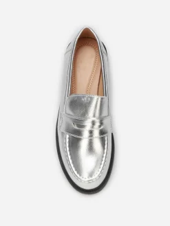 Clearance La Modeuse Mocassins classiques à semelle crantée Argenté