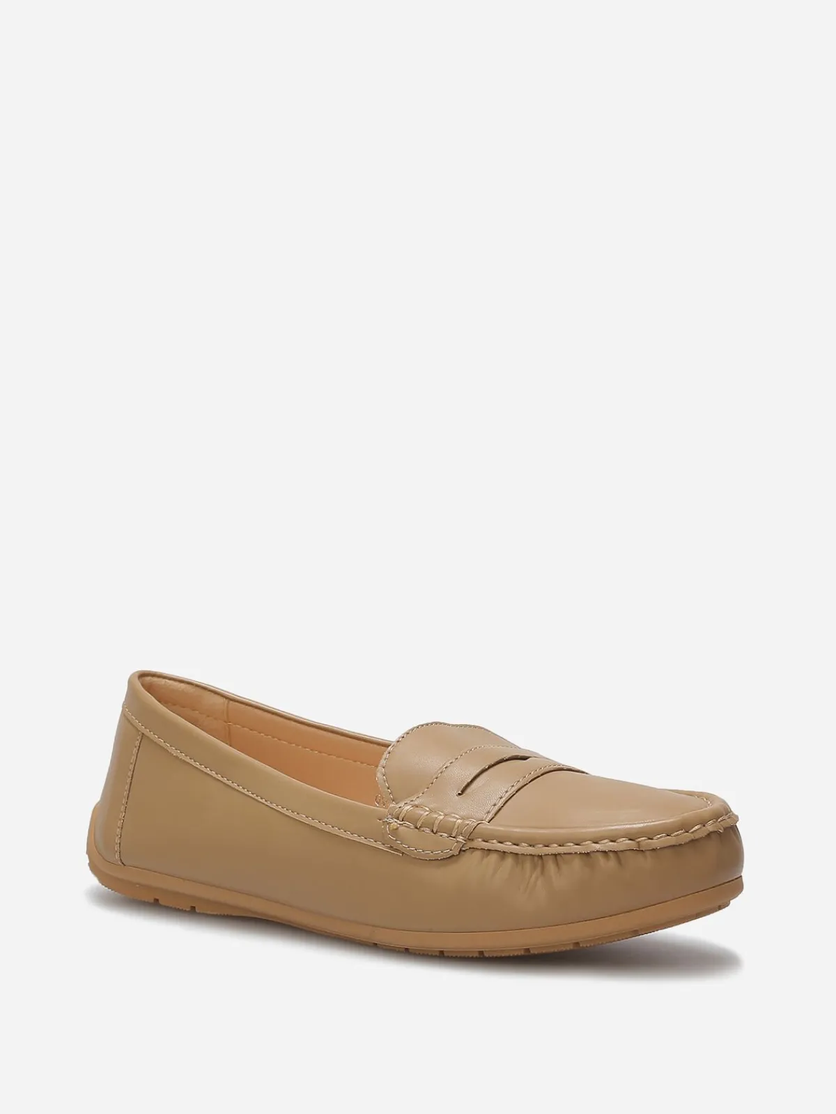 Online La Modeuse Mocassins classiques en simili Taupe