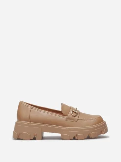 Hot La Modeuse Mocassins crantés avec bride dorée Taupe