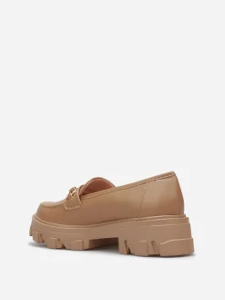 Hot La Modeuse Mocassins crantés avec bride dorée Taupe