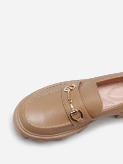 Hot La Modeuse Mocassins crantés avec bride dorée Taupe