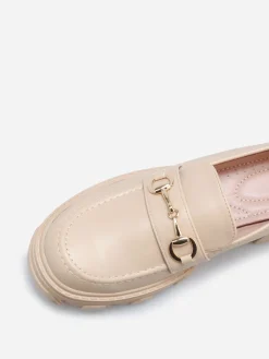 Online La Modeuse Mocassins crantés avec bride dorée Beige
