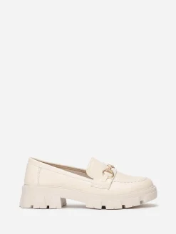 New La Modeuse Mocassins en simili à bride dorée Beige