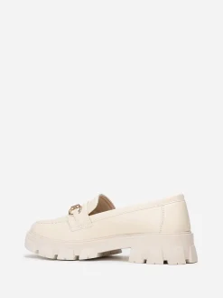 New La Modeuse Mocassins en simili à bride dorée Beige