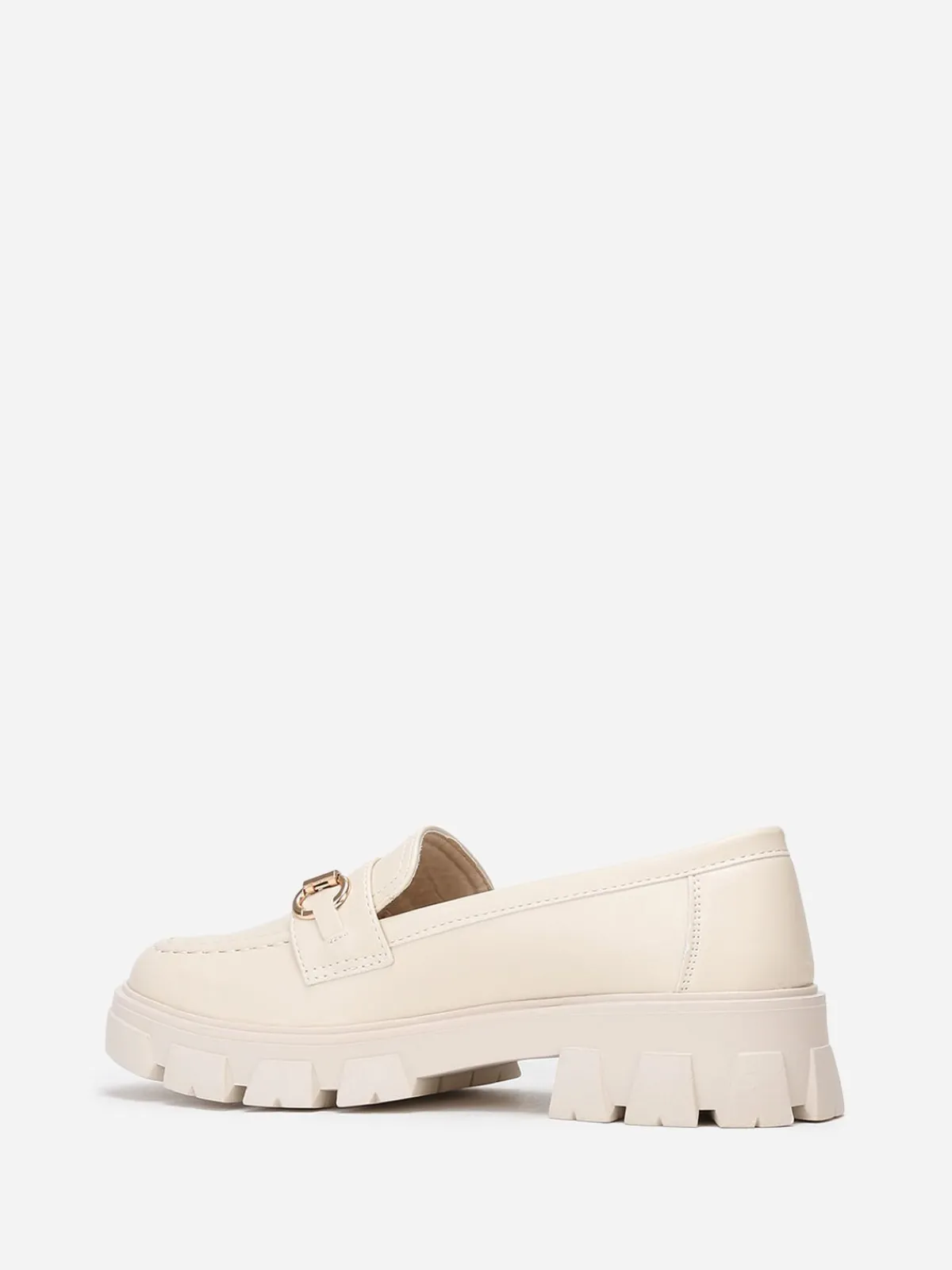 New La Modeuse Mocassins en simili à bride dorée Beige