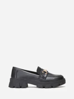 Outlet La Modeuse Mocassins en simili à bride dorée Noir