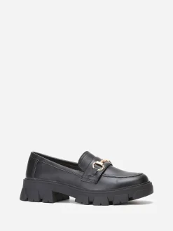 Outlet La Modeuse Mocassins en simili à bride dorée Noir