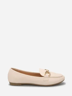 Clearance La Modeuse Mocassins en simili à détail mors Beige