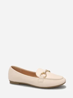 Clearance La Modeuse Mocassins en simili à détail mors Beige