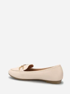 Clearance La Modeuse Mocassins en simili à détail mors Beige