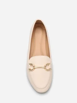 Clearance La Modeuse Mocassins en simili à détail mors Beige