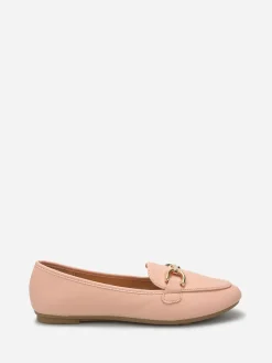Online La Modeuse Mocassins en simili à détail mors Rose