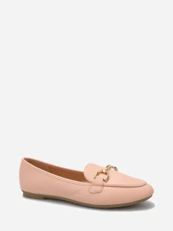 Online La Modeuse Mocassins en simili à détail mors Rose