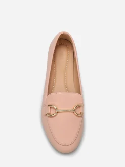 Online La Modeuse Mocassins en simili à détail mors Rose