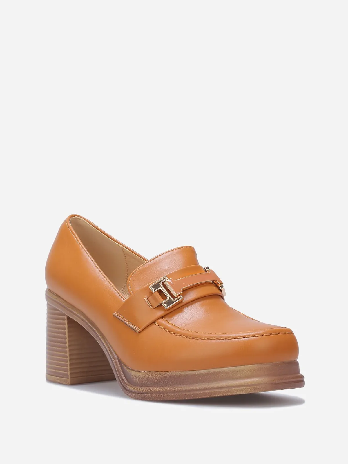 Clearance La Modeuse Mocassins en simili à mors Camel