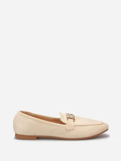 Sale La Modeuse Mocassins en suédine à boucle en strass Beige