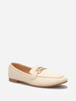 Sale La Modeuse Mocassins en suédine à boucle en strass Beige