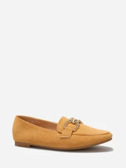 Discount La Modeuse Mocassins en suédine à détail boucle Camel