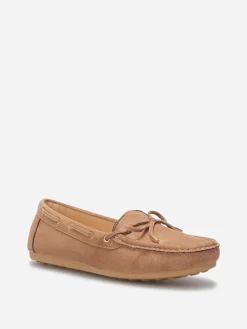 Outlet La Modeuse Mocassins en suédine à n艙ud Taupe
