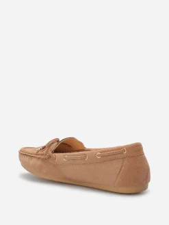 Outlet La Modeuse Mocassins en suédine à n艙ud Taupe