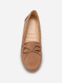 Outlet La Modeuse Mocassins en suédine à n艙ud Taupe