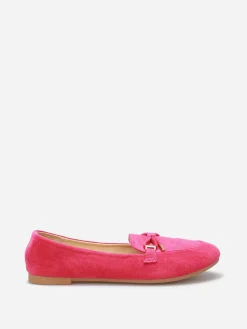 Discount La Modeuse Mocassins en suédine à n艙ud grandes tailles Fuchsia